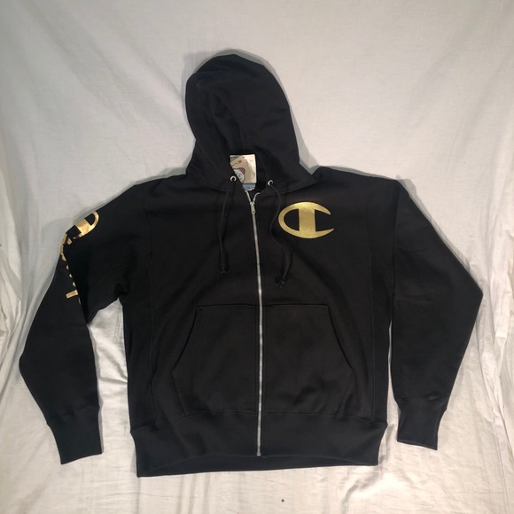 black gold champion hoodie